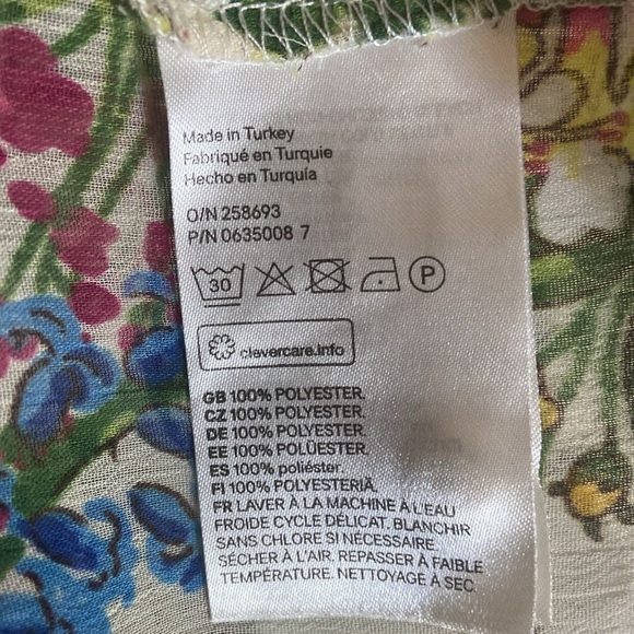 H&M Cream Floral Crinkled Flounced Long Sleeve Ruffle Buttoned Down Blouse - Picture 6 of 6